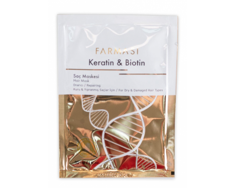 Plaukų kaukė "Keratin and Biotin" Farmasi, 30 ml.