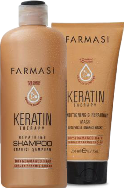 Stipriai regeneruojantis Keratin Therapy Repairing rinkinys, šampūnas 360 ml. + kaukė plaukams 200 ml.